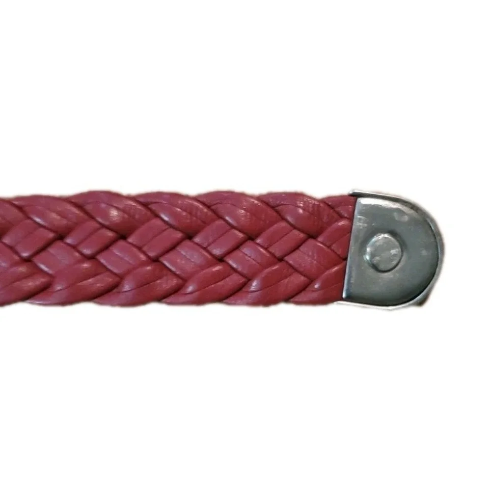 Vintage Ginnie Johansen‎ Designs Dallas TX Braided Red Leather Waist Belt Sz S/M
